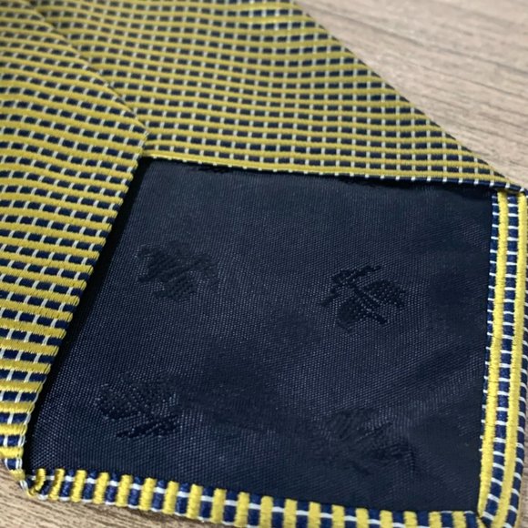 BROOKS BROTHERS 346 Blue Yellow Check Silk Neck Tie - Picture 7 of 7